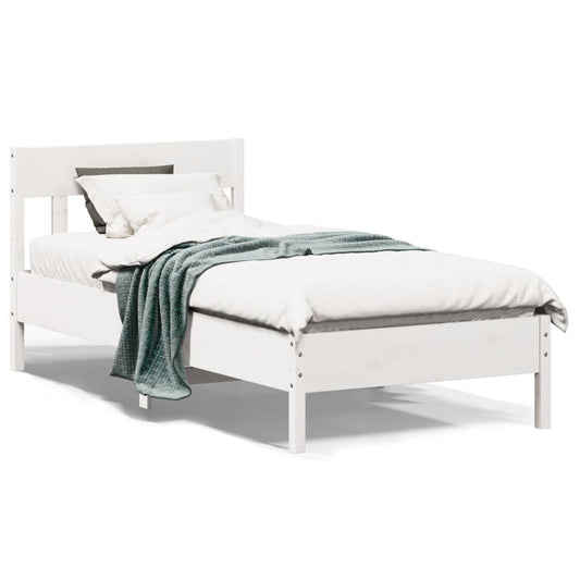 Letto senza Materasso Bianco 75x190 in Legno Massello di Pino | homemem39