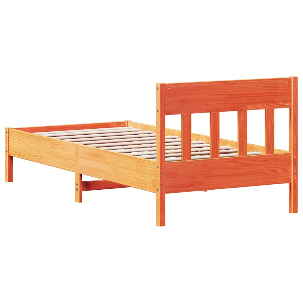 Letto senza Materasso Marrone Cera 75x190 cm in Legno di Pino | homemem39