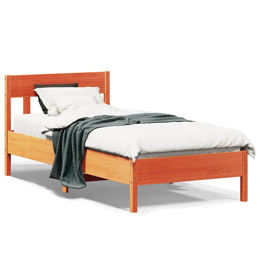 Letto senza Materasso Marrone Cera 75x190 cm in Legno di Pino | homemem39