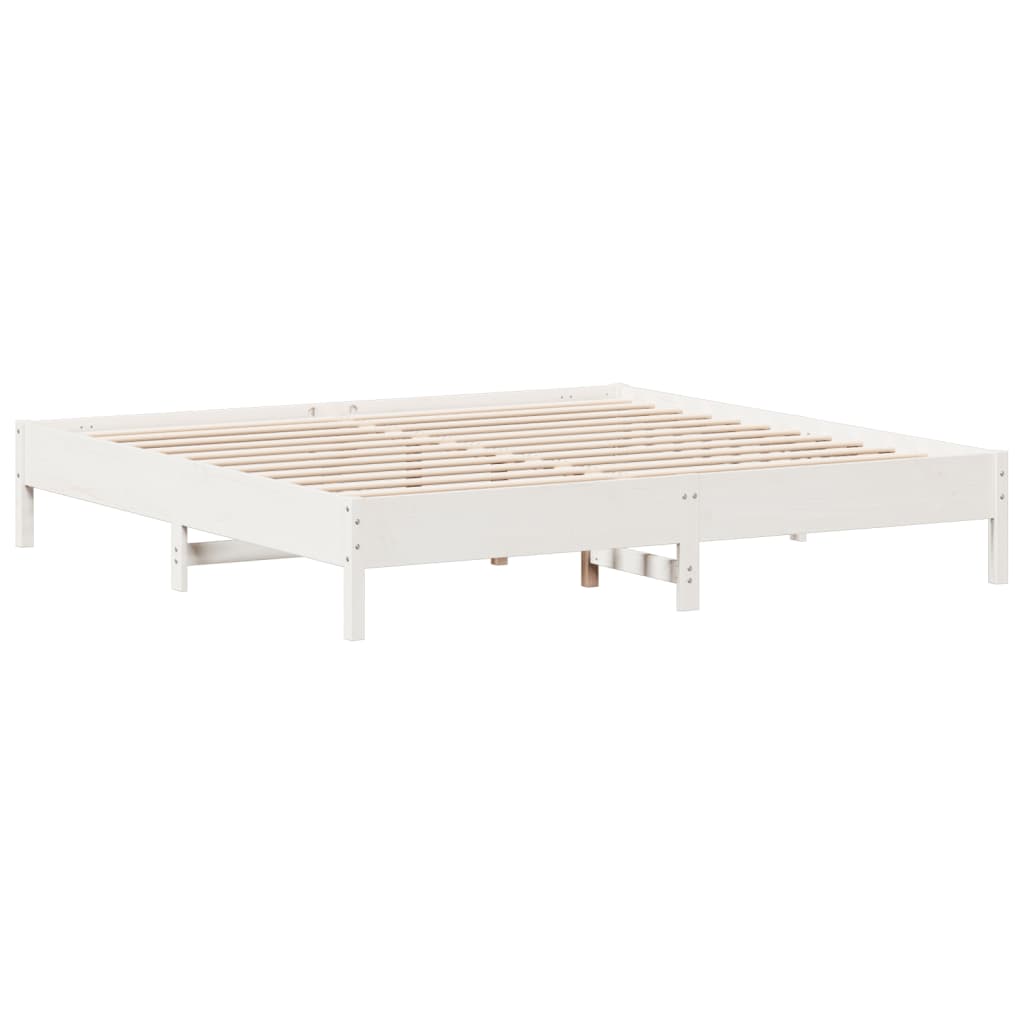 Giroletto senza Materasso Bianco 200x200 cm Legno Massello Pino | homemem39