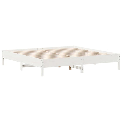 Giroletto senza Materasso Bianco 200x200 cm Legno Massello Pino - homemem39