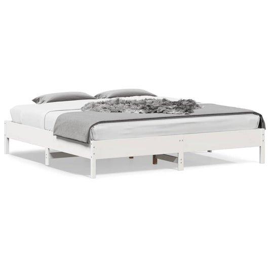 Giroletto senza Materasso Bianco 200x200 cm Legno Massello Pino | homemem39