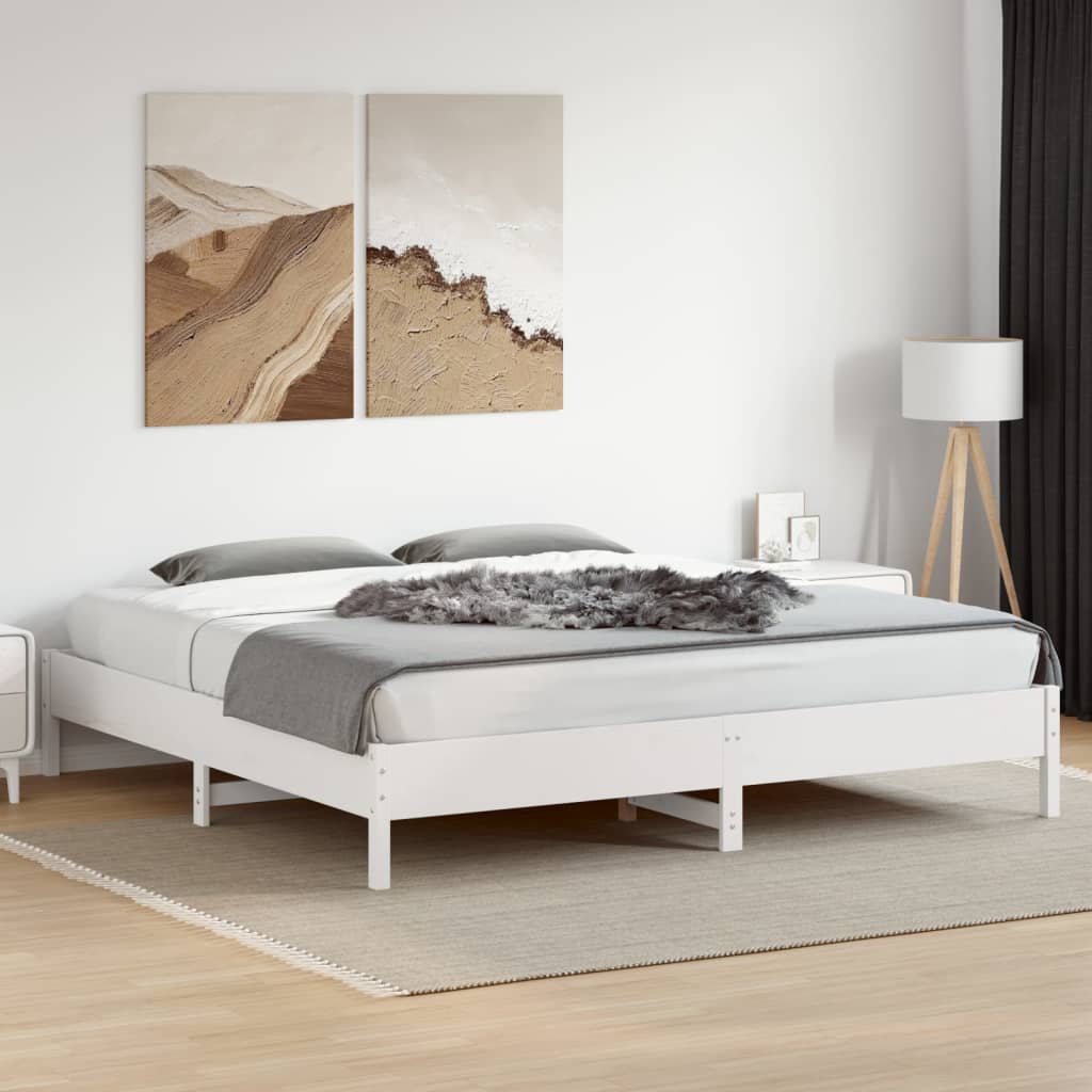 Letto senza Materasso Bianco 180x200 cm Legno Massello di Pino | homemem39