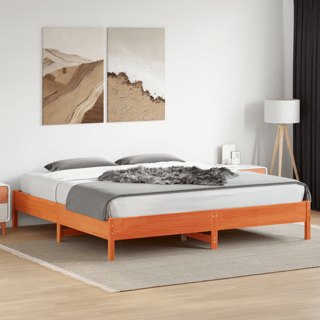 Letto senza Materasso Marrone Cera 180x200 cm in Legno di Pino - homemem39