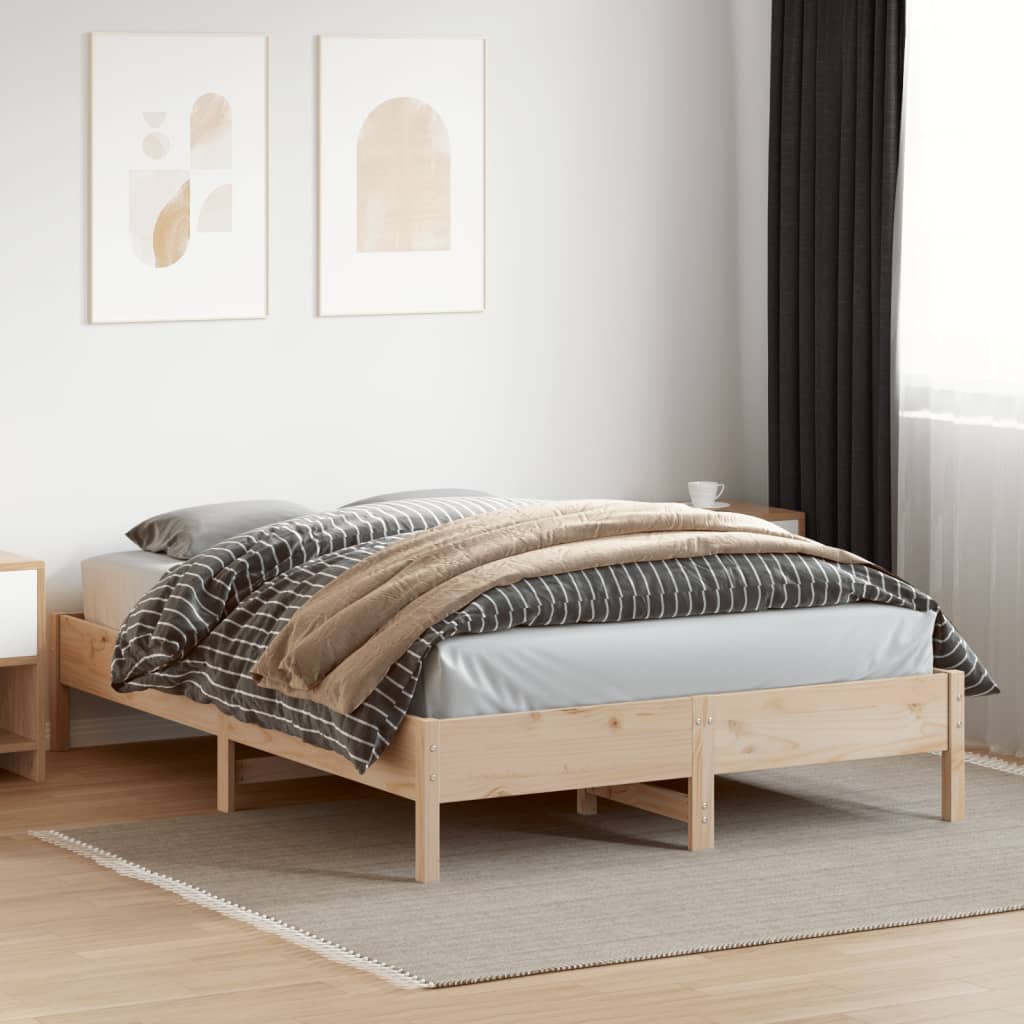 Letto senza Materasso 140x200 cm in Legno Massello di Pino | homemem39