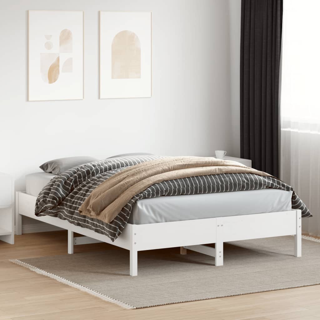 Letto senza Materasso Bianco 140x200 cm Legno Massello di Pino - homemem39