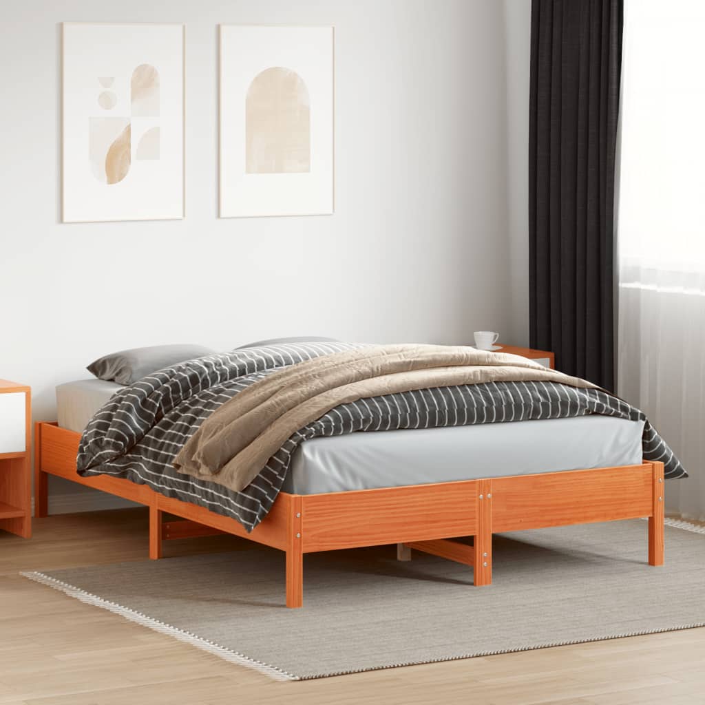 Letto senza Materasso Marrone Cera 120x200 cm in Legno di Pino | homemem39
