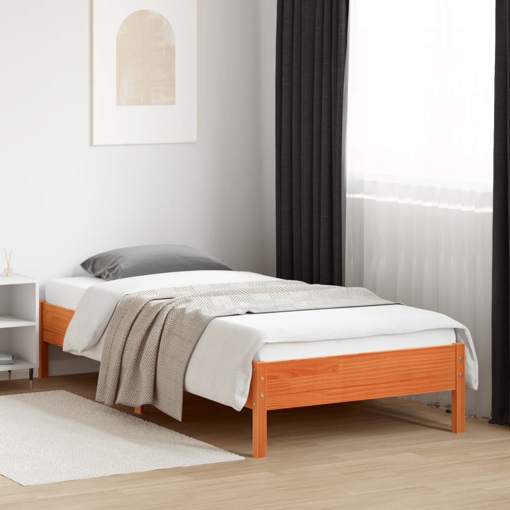 Letto senza Materasso Marrone Cera 90x200 cm Legno di Pino | homemem39