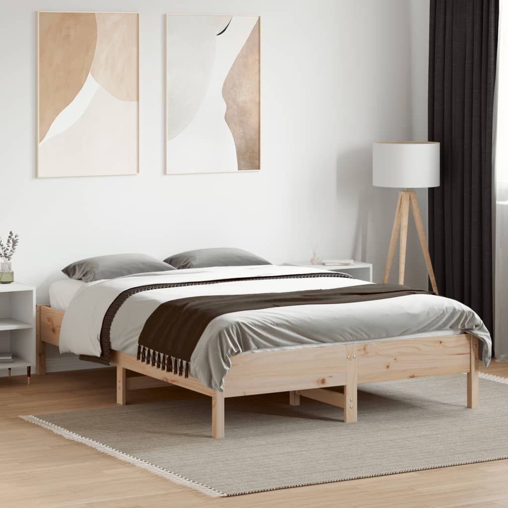 Letto senza Materasso 140x190 cm in Legno Massello di Pino - homemem39