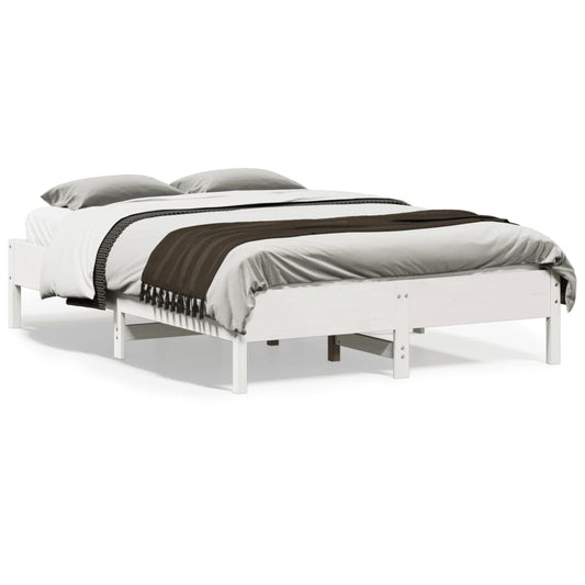 Letto senza Materasso Bianco 140x190 cm Legno Massello di Pino | homemem39