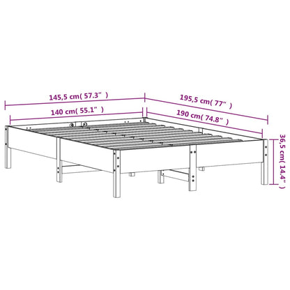 Letto senza Materasso Marrone Cera 140x190 cm in Legno di Pino | homemem39