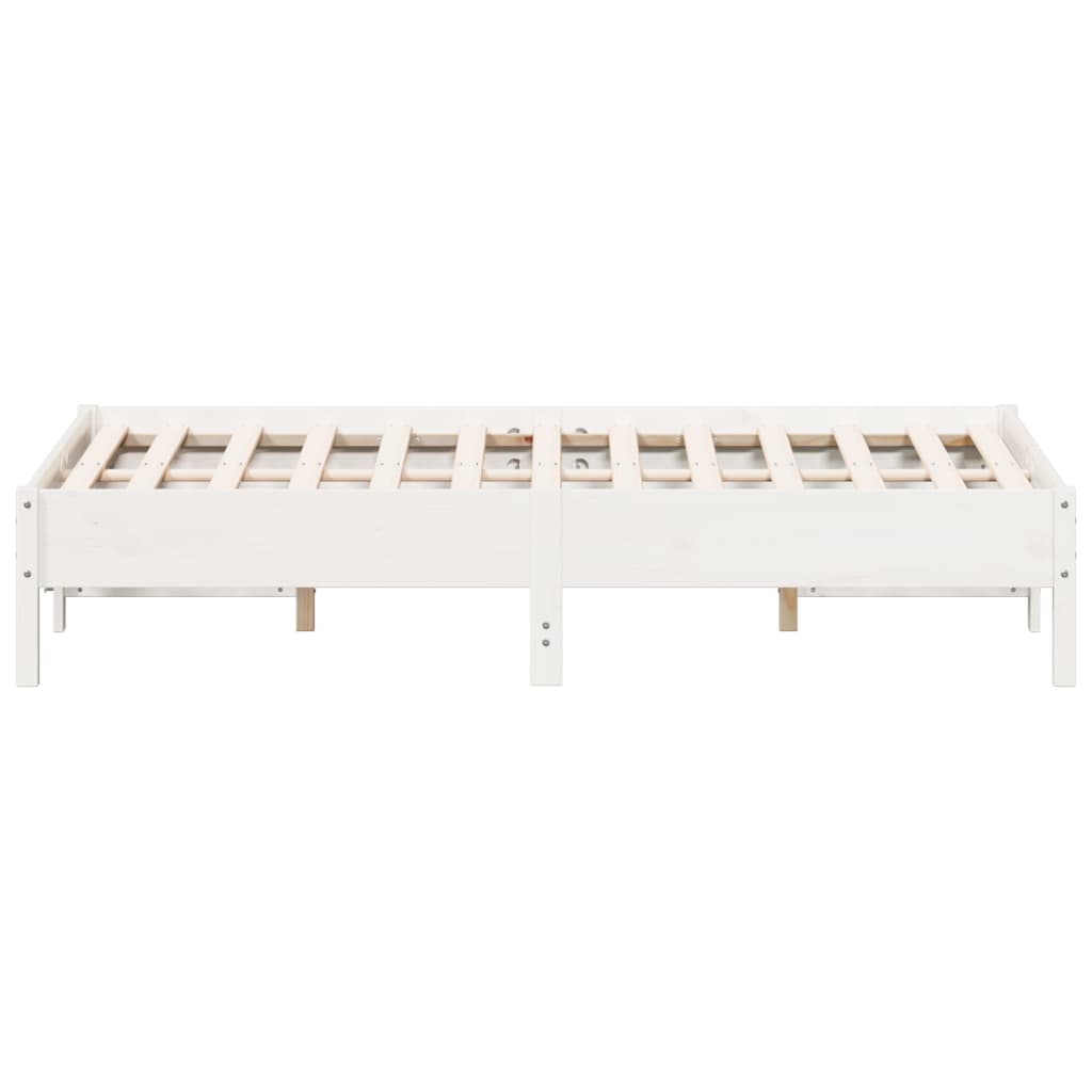 Letto senza Materasso Bianco 135x190 cm Legno Massello di Pino - homemem39