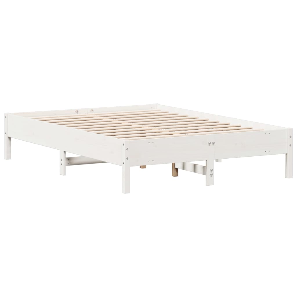 Letto senza Materasso Bianco 135x190 cm Legno Massello di Pino | homemem39