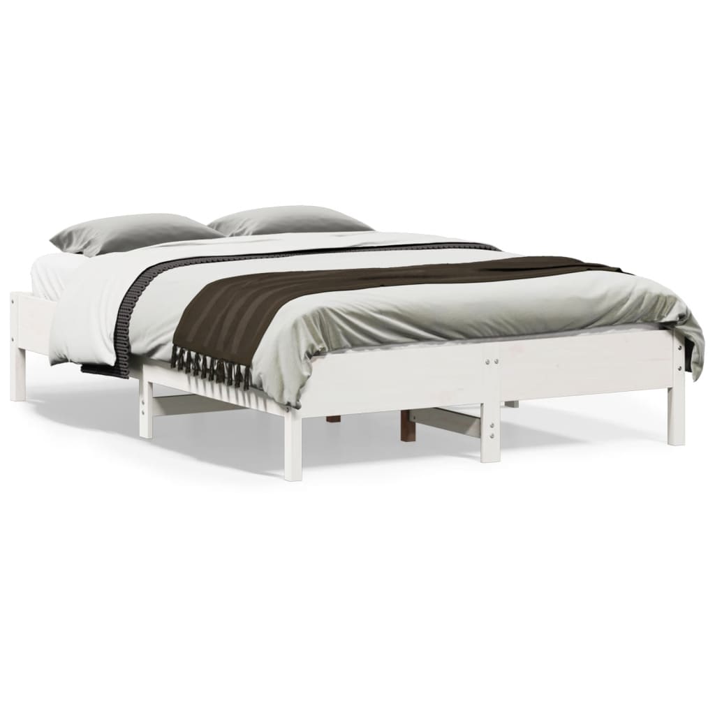 Letto senza Materasso Bianco 135x190 cm Legno Massello di Pino | homemem39