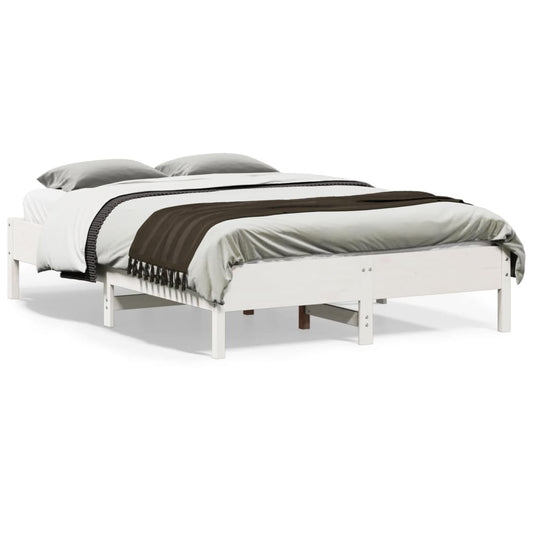 Letto senza Materasso Bianco 135x190 cm Legno Massello di Pino | homemem39
