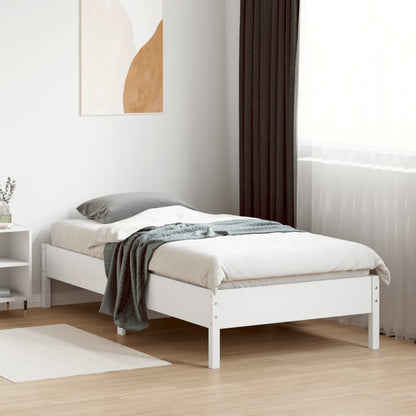Letto senza Materasso Bianco 90x190 cm in Legno Massello Pino - homemem39