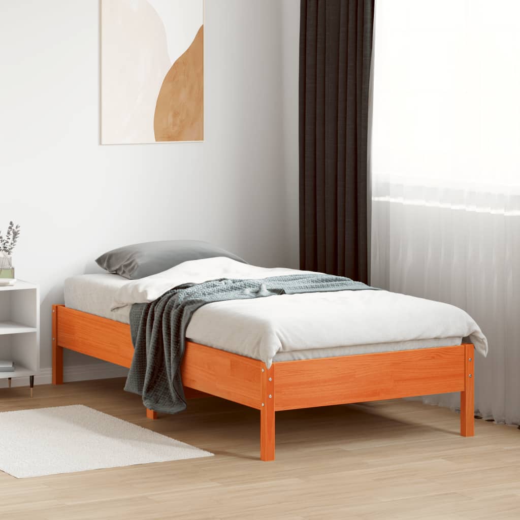 Letto senza Materasso Marrone Cera 90x190 cm in Legno di Pino - homemem39