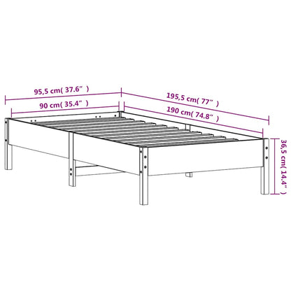 Letto senza Materasso Marrone Cera 90x190 cm in Legno di Pino | homemem39
