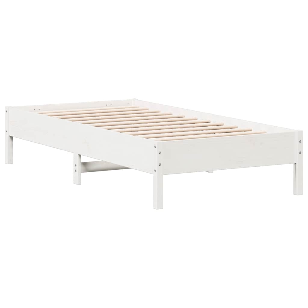 Letto senza Materasso Bianco 75x190 in Legno Massello di Pino | homemem39