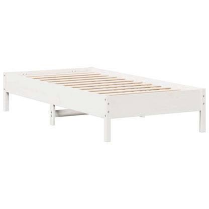 Letto senza Materasso Bianco 75x190 in Legno Massello di Pino | homemem39