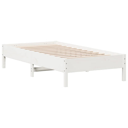 Letto senza Materasso Bianco 75x190 in Legno Massello di Pino - homemem39