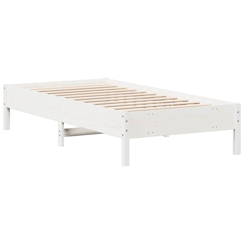 Letto senza Materasso Bianco 75x190 in Legno Massello di Pino | homemem39