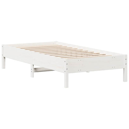 Letto senza Materasso Bianco 75x190 in Legno Massello di Pino | homemem39