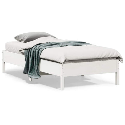 Letto senza Materasso Bianco 75x190 in Legno Massello di Pino | homemem39