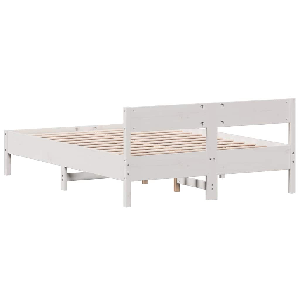 Letto senza Materasso Bianco 160x200 cm Legno Massello di Pino | homemem39