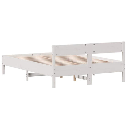 Letto senza Materasso Bianco 160x200 cm Legno Massello di Pino | homemem39