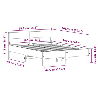 Letto senza Materasso Bianco 160x200 cm Legno Massello di Pino | homemem39