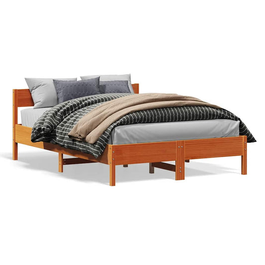 Letto senza Materasso Marrone Cera 160x200 cm in Legno di Pino | homemem39