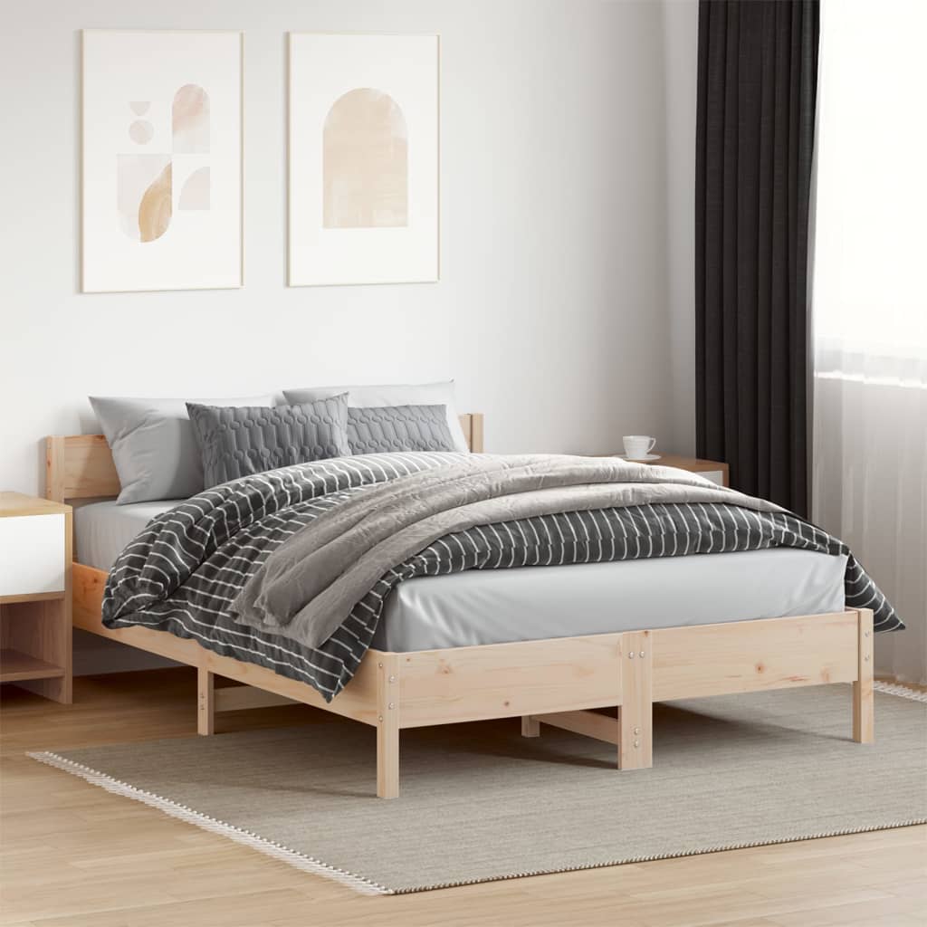 Letto senza Materasso 150x200 cm in Legno Massello di Pino - homemem39