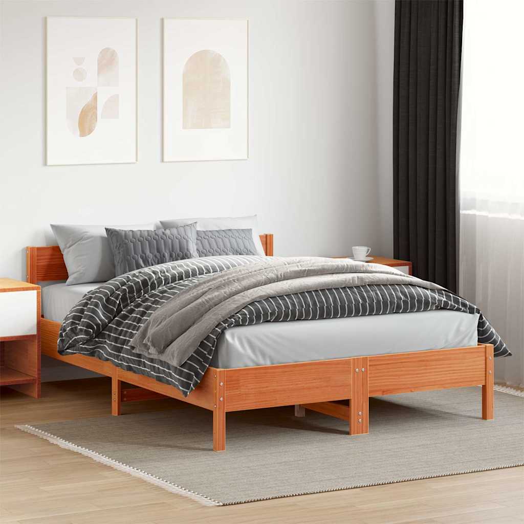 Letto senza Materasso Marrone Cera 150x200 cm in Legno di Pino | homemem39