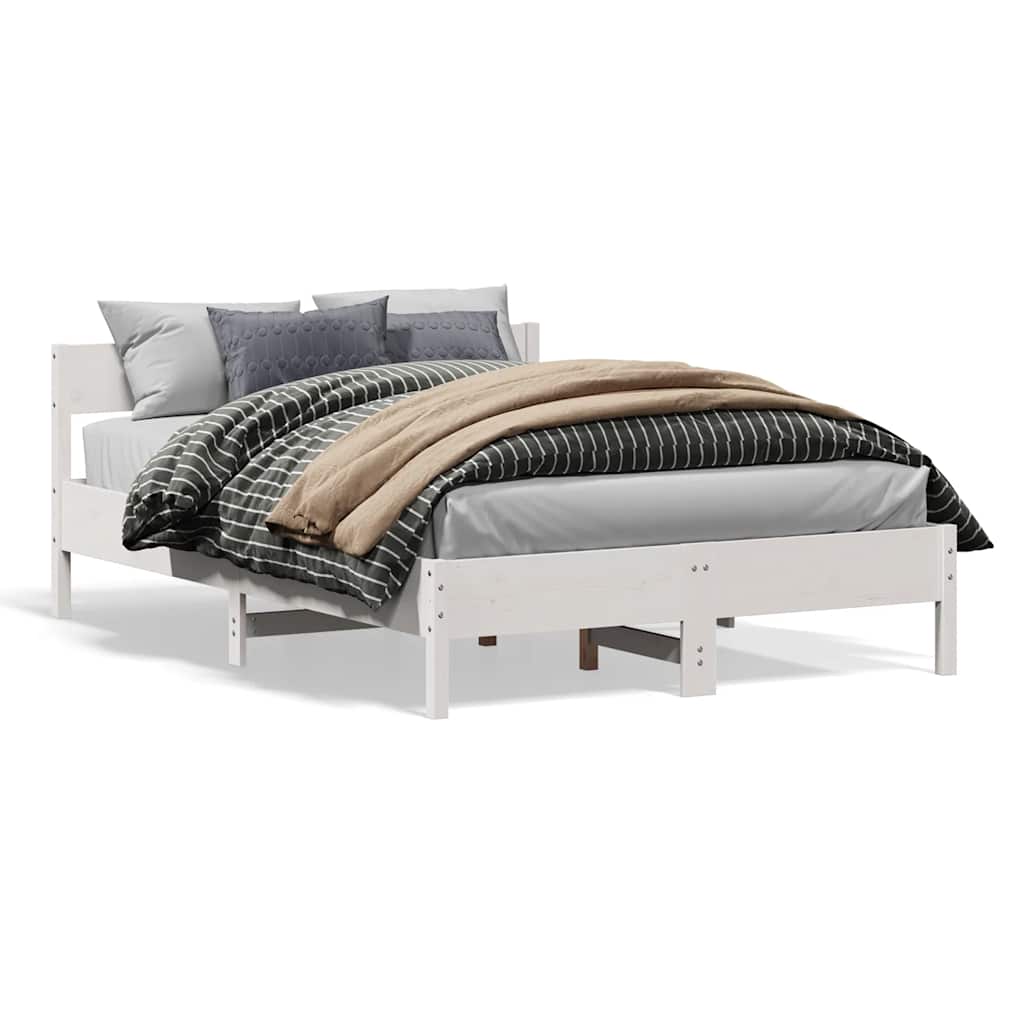 Letto senza Materasso Bianco 140x200 cm Legno Massello di Pino | homemem39