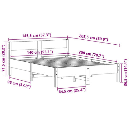 Giroletto senza Materasso Marrone Cera 140x200cm Massello Pino | homemem39
