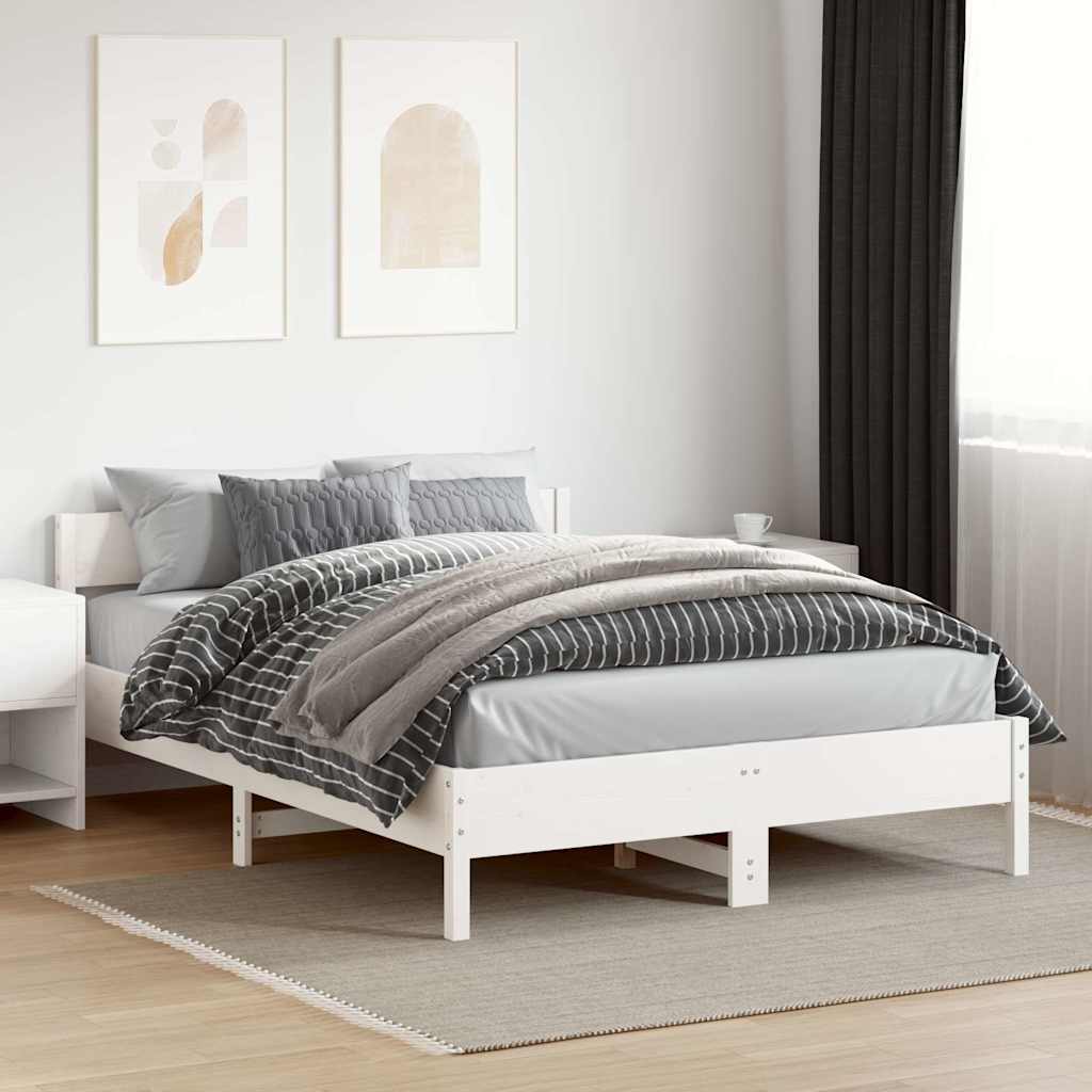 Letto senza Materasso Bianco 120x200 cm Legno Massello di Pino - homemem39