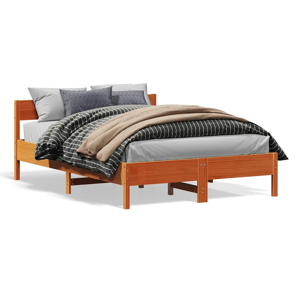 Letto senza Materasso Marrone Cera 120x200 cm in Legno di Pino - homemem39