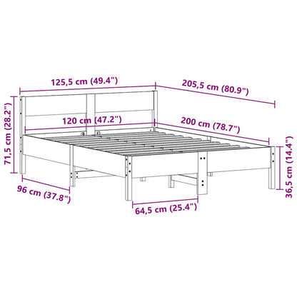 Letto senza Materasso Marrone Cera 120x200 cm in Legno di Pino | homemem39