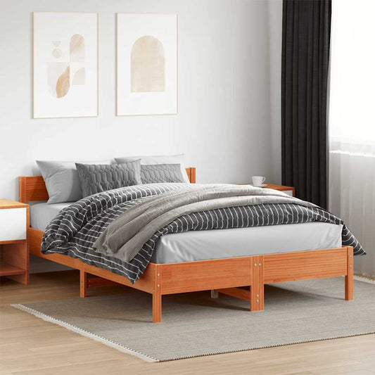 Letto senza Materasso Marrone Cera 120x200 cm in Legno di Pino | homemem39
