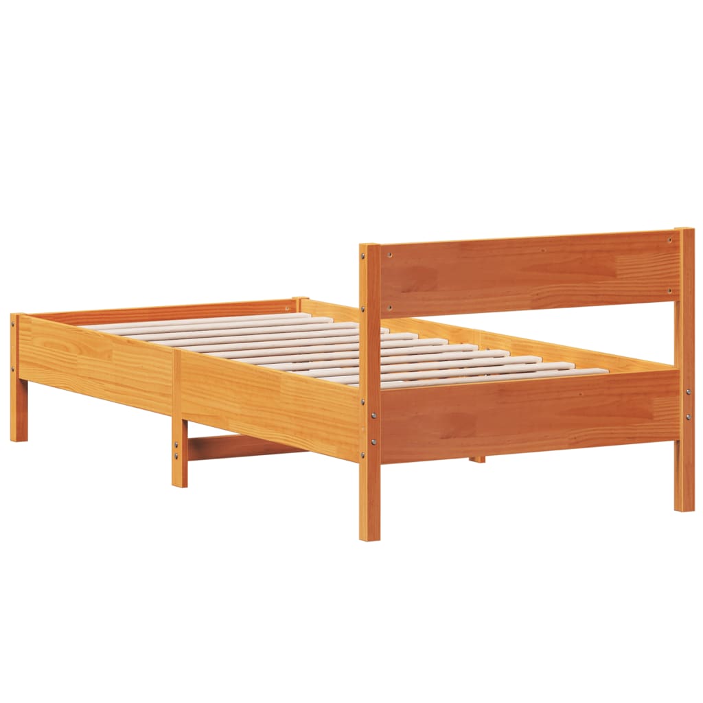 Letto senza Materasso Marrone Cera 100x200 cm in Legno di Pino | homemem39