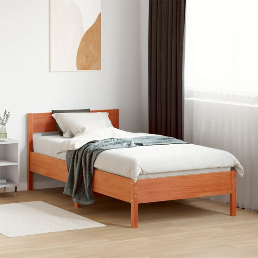 Letto senza Materasso Marrone Cera 100x200 cm in Legno di Pino | homemem39