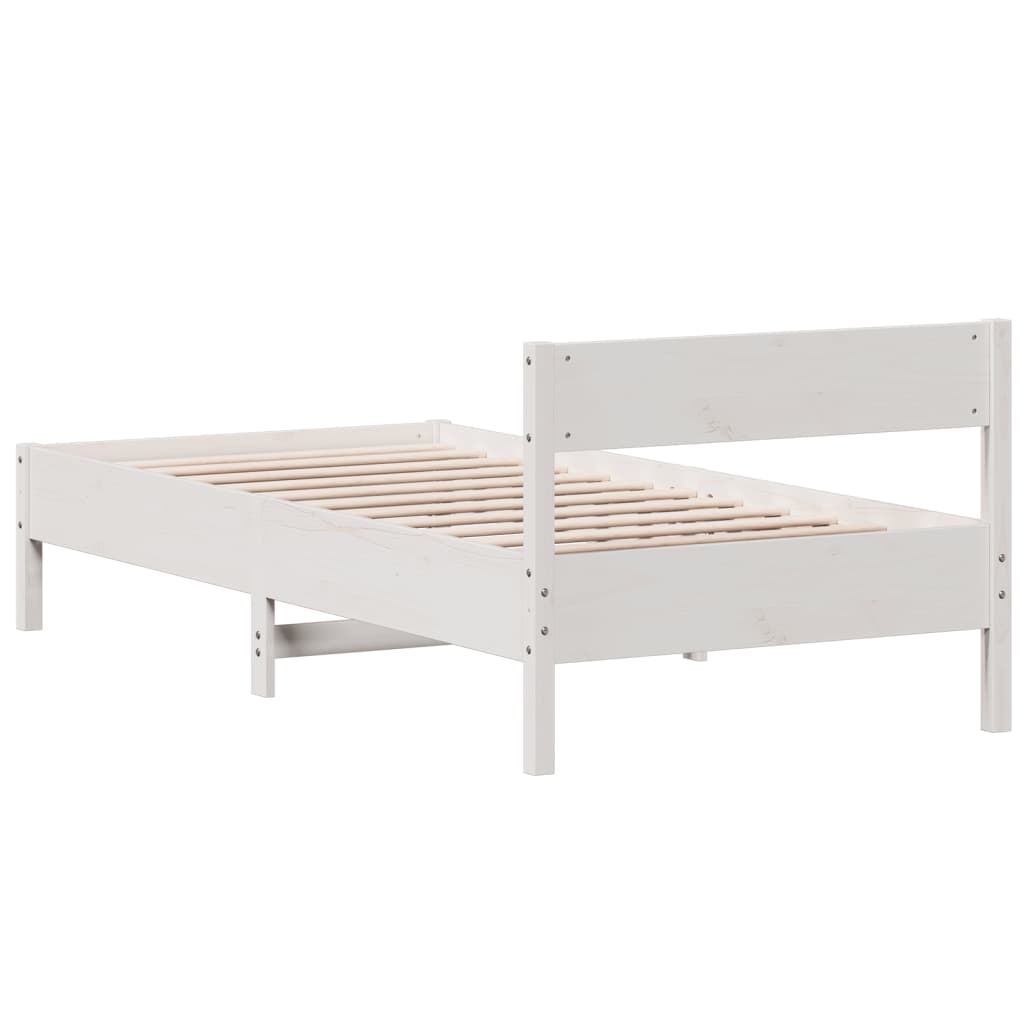 Letto senza Materasso Bianco 90x200 cm Legno Massello di Pino | homemem39