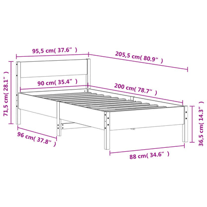 Letto senza Materasso Marrone Cera 90x200 cm Legno di Pino - homemem39
