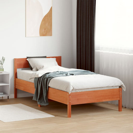 Letto senza Materasso Marrone Cera 90x200 cm Legno di Pino | homemem39
