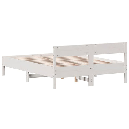 Letto senza Materasso Bianco 140x190 cm Legno Massello di Pino - homemem39