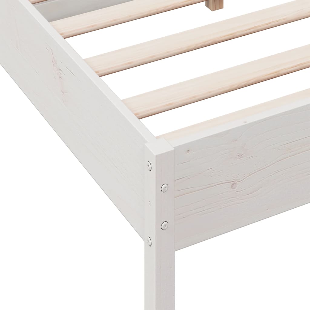 Letto senza Materasso Bianco 140x190 cm Legno Massello di Pino - homemem39