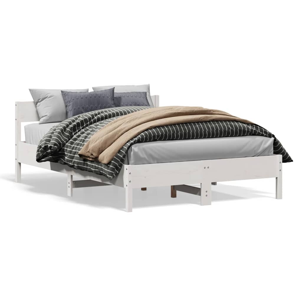 Letto senza Materasso Bianco 135x190 cm Legno Massello di Pino | homemem39