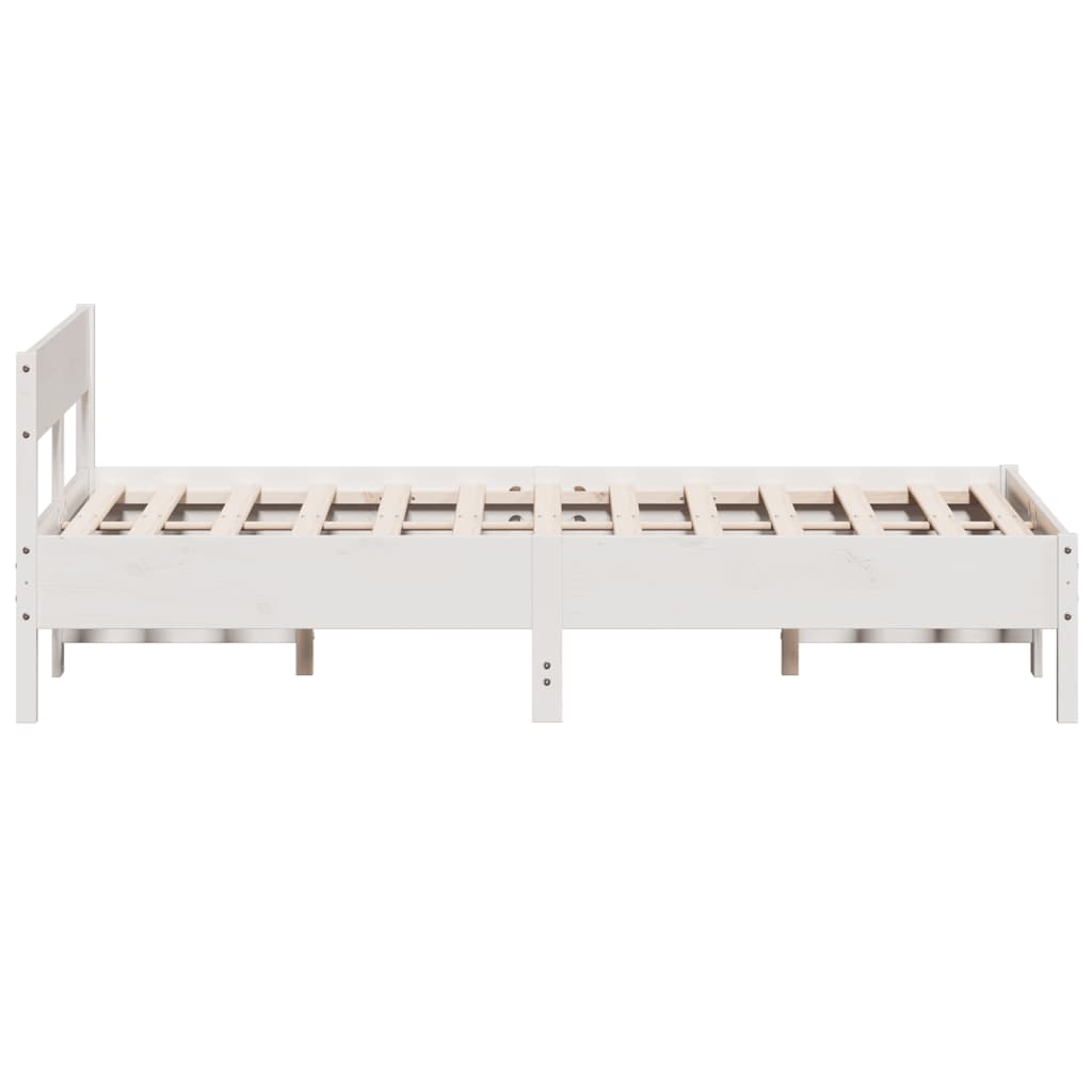 Letto senza Materasso Bianco 135x190 cm Legno Massello di Pino - homemem39