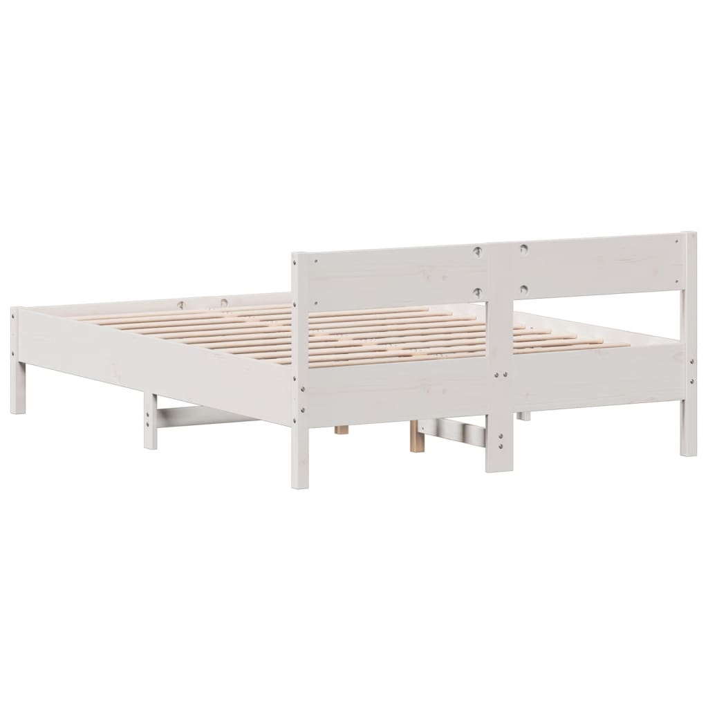 Letto senza Materasso Bianco 135x190 cm Legno Massello di Pino - homemem39